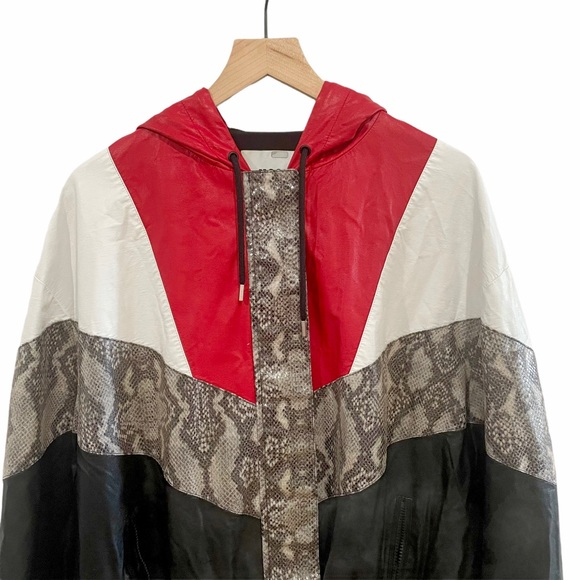 ♦️SOLD♦️MSGM Snakeskin Colorblock Faux Leather Jacket - Picture 4 of 15